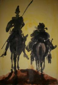 Don Quichote und Sancho Pansa im Abendlicht