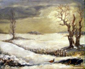 Fasane im Schnee